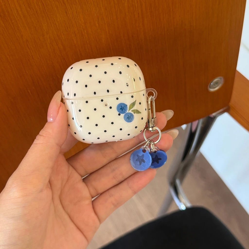 Simple Polka Dot Blueberry Pattern Glossy With Pendant Earphone Cover Case for Huawei FreeBuds 7i 6i 5i SE 3 2 FreeClip 2