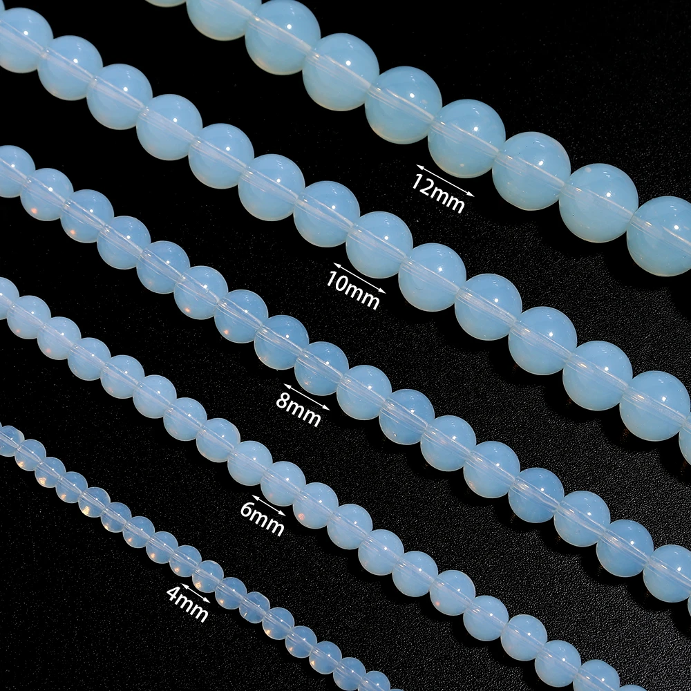 Natural White Opal Stone Beads 4 6 8 10 12mm Round Loose Gemstone Beads For Jewelry Making DIY Bracelets Necklace Accessories view 2