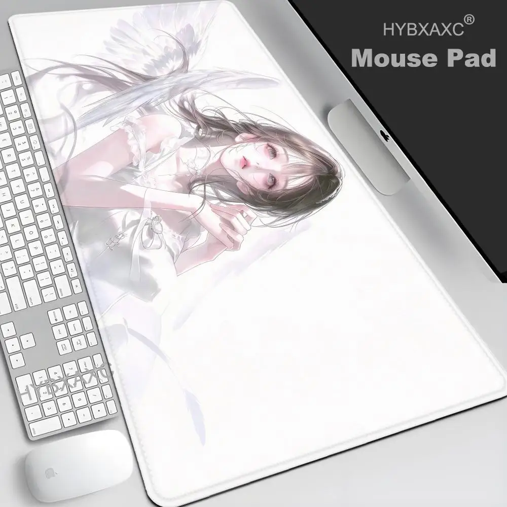 Angel Wings Kawaii Girl Lace Korea Rubber Desk Pad Protector Mouse Pad Office Desk Mat Waterproof Non-Slip PC Desk Blotter Pad