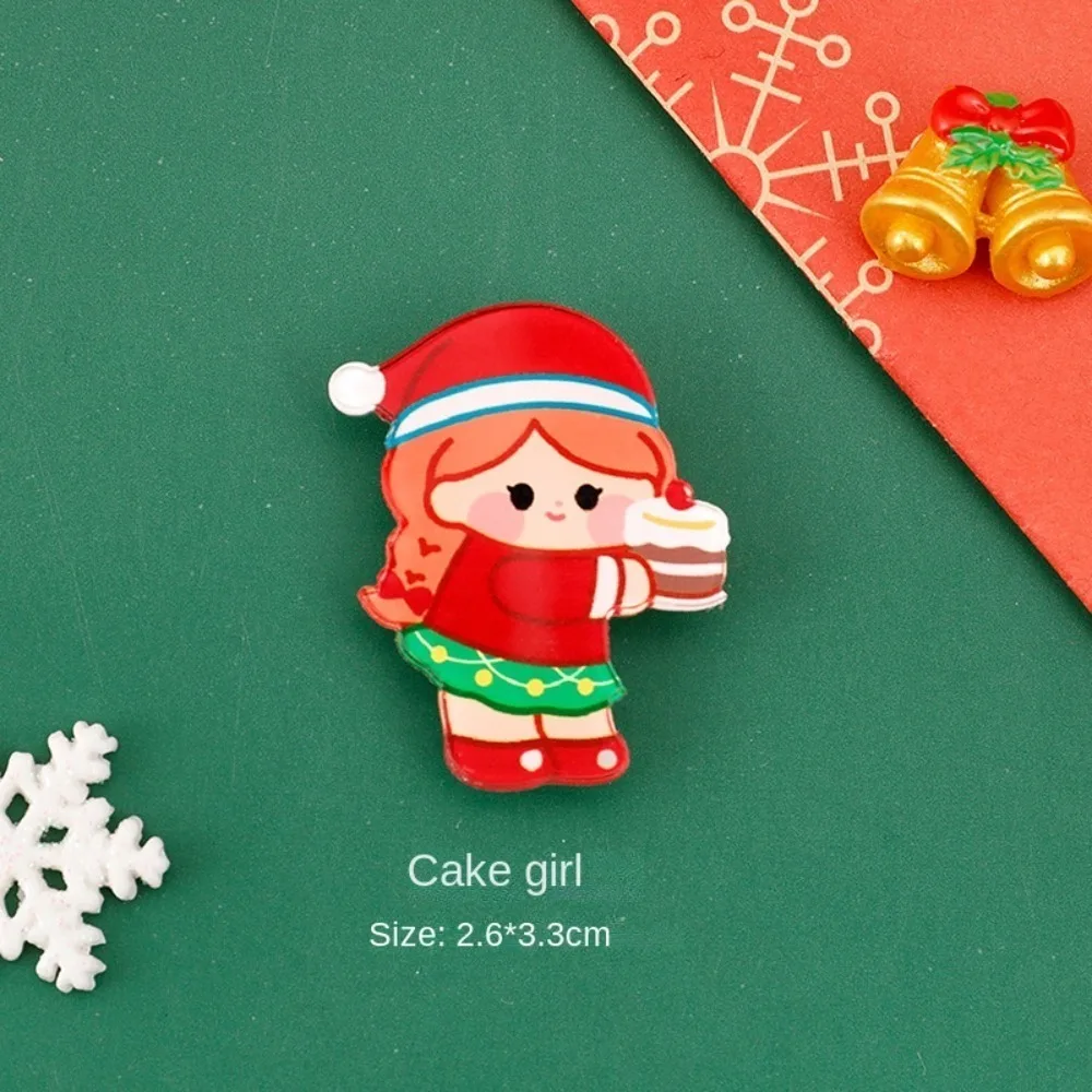 

Personality Acrylic Cartoon Christmas Brooch Printing Mini Christmas Ornaments Cute Accessories
