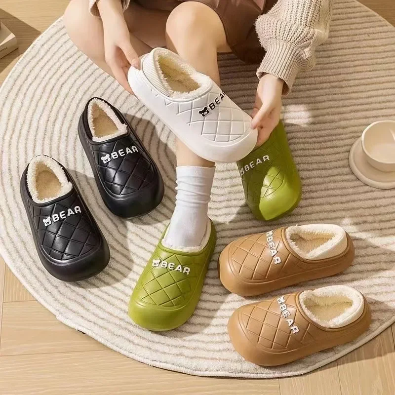 

Hot Selling New Waterproof Cotton Slippers Winter Bag for Home Couples Wearing Thick Soled Cotton Shoe with Fleece Platform Shoe