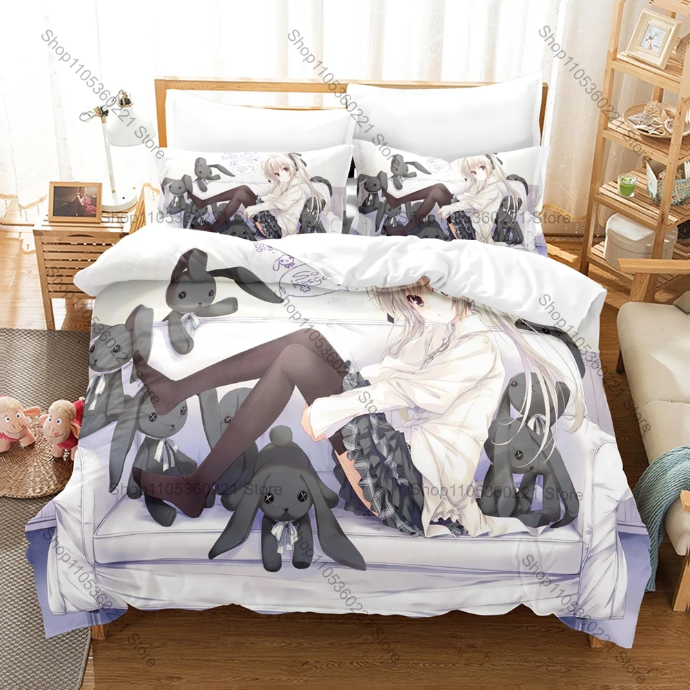 Cool Popular Anime Yosuga No Sora Bedding Kit 3 Pieces Duvet Cover Pillowcases Stylish Bedroom Ornament Gift