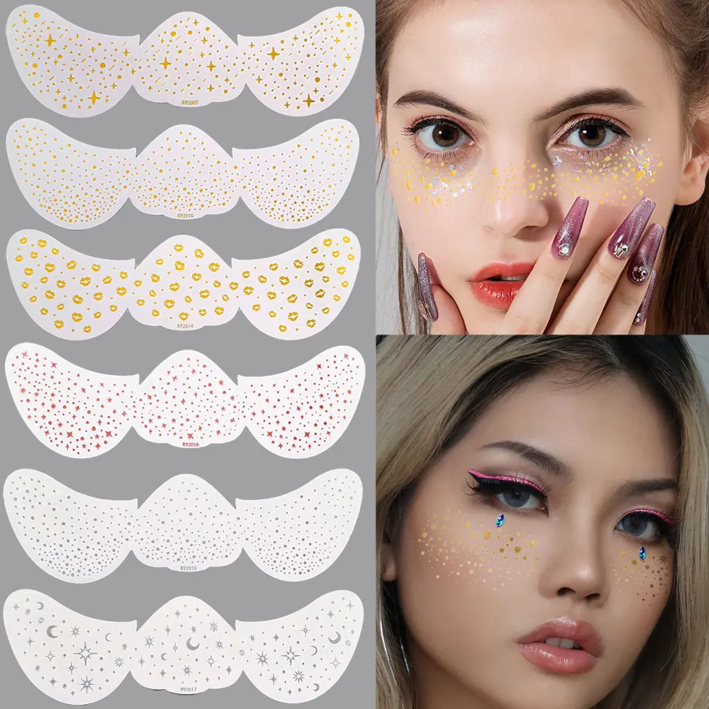 1pc Glitter Freckles Makeup Patches Metallic Golden Silver Fake Freckles Temporary Tattoo Stickers For Women Face Makeup Sticker