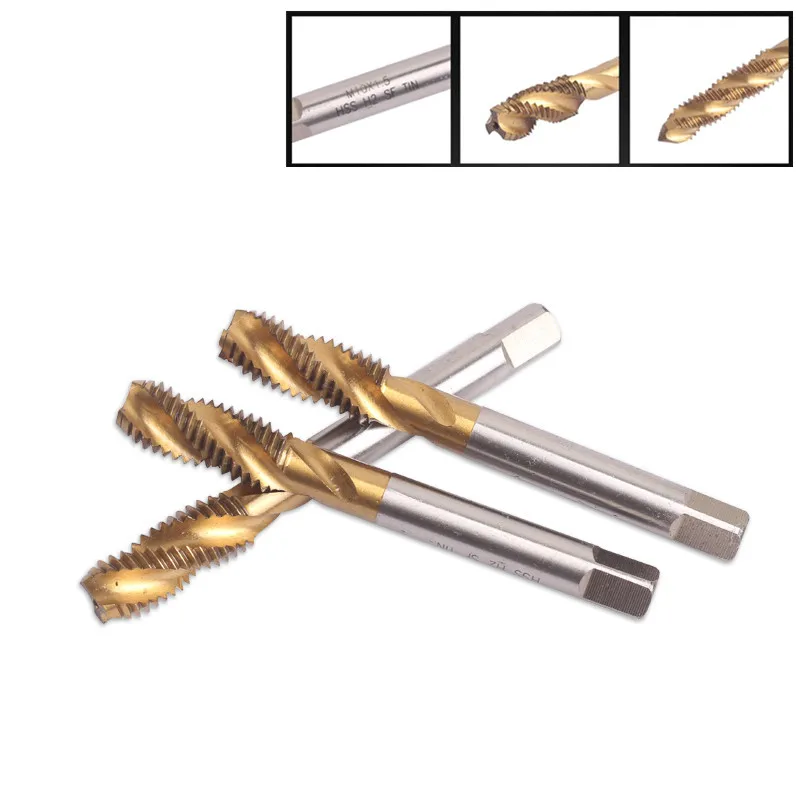 Spiral Flute Inch USA Thread Taps Straight Flute Machine Screw And Die Plug Set Machine For HSS With Coating Titanium Material