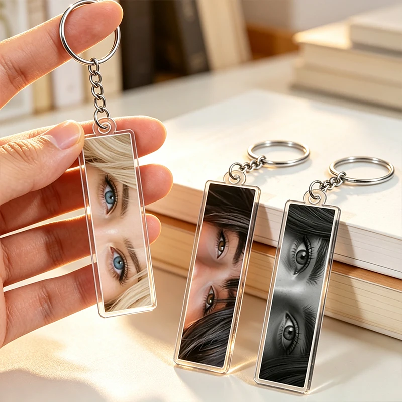 Custom Eyes Photo Acrylic Keychain Personalized Key Pendants Customizable Photo Ladies Keychain Anniversary Gift For Girlfriend