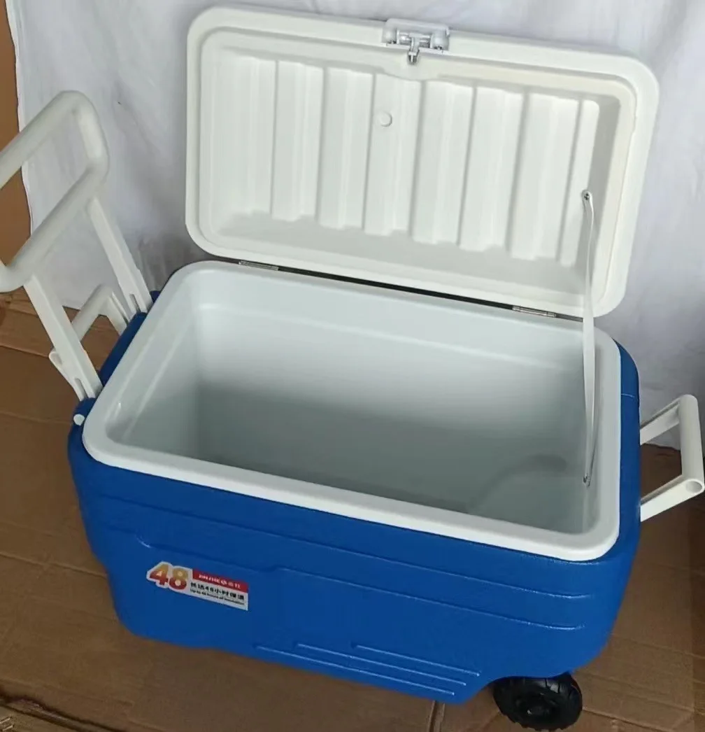 Giant hard plastic large size 47L + 98L ice cooler box folding packaging small coalbed methane fresh storage box