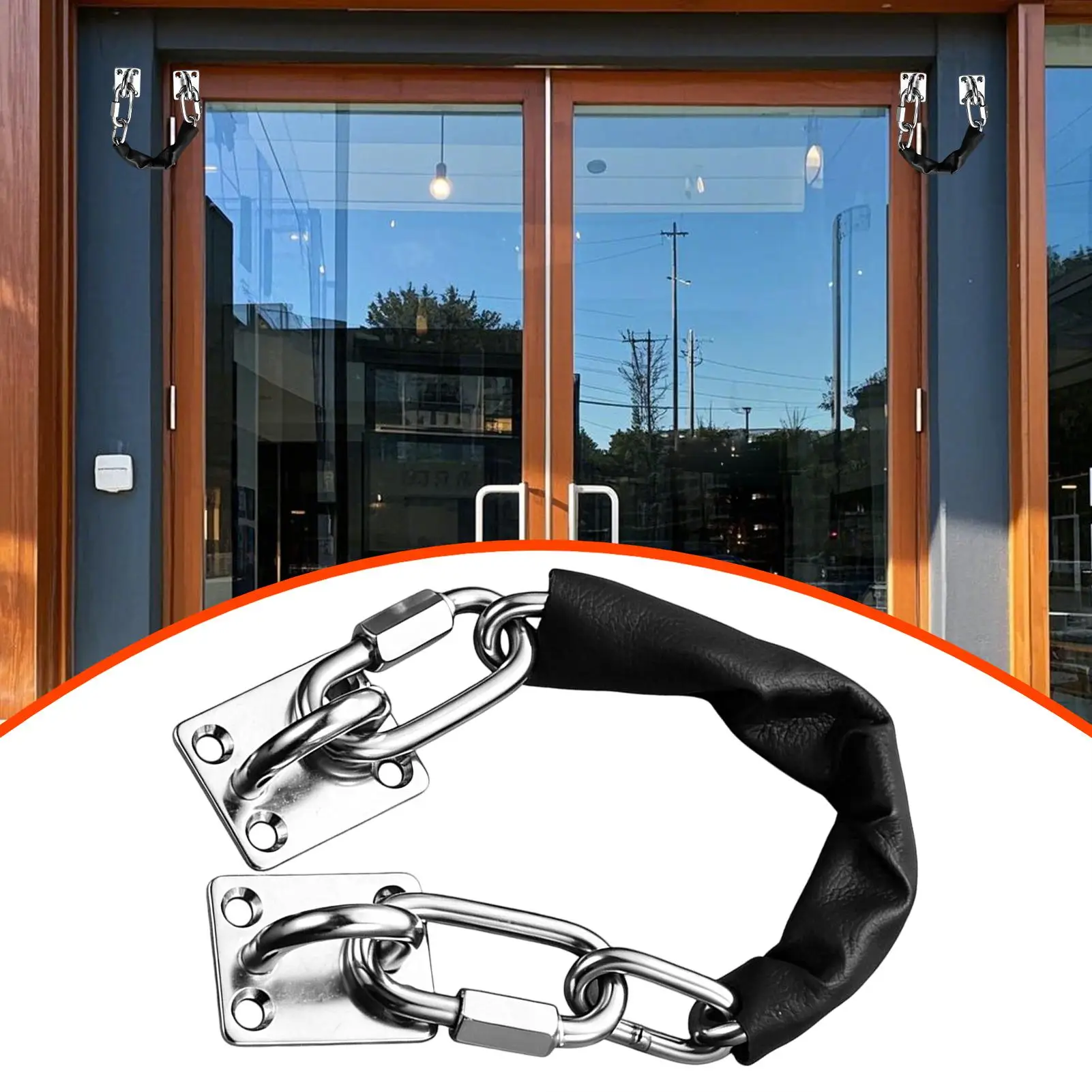 Anti Wind Door Restrictor 304 Stainless Steel Anti Fall Heavy Duty Door Safety Chain For Hotel Guest Room Commercial Glass Door