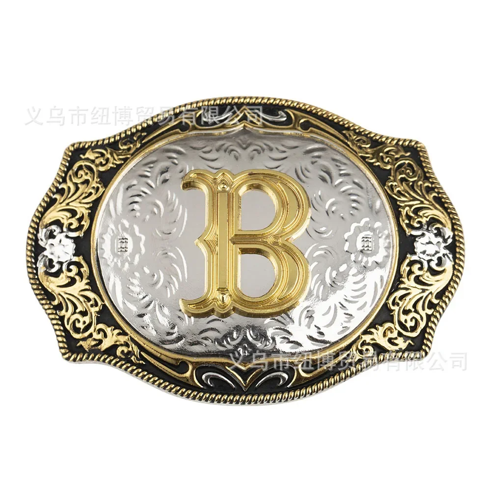 Letter Belt Buckle From A To Z Goldern Alloy Accessories Western Denim Style