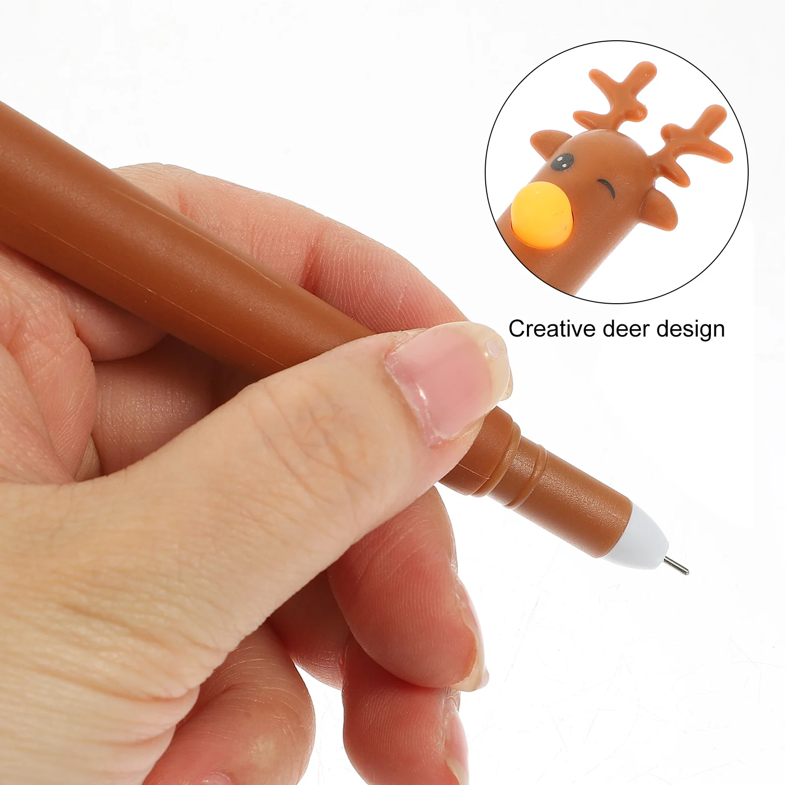 

16pcs Christmas Deer Shaped Ballpoint Pens Blue Ink Smooth Writing Students Office School Gift Black Brown Blue Pink Color