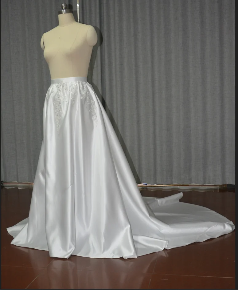 Satin Applique skirt Wedding dress removable skirt Detachable train wedding accessories custom size detachable train