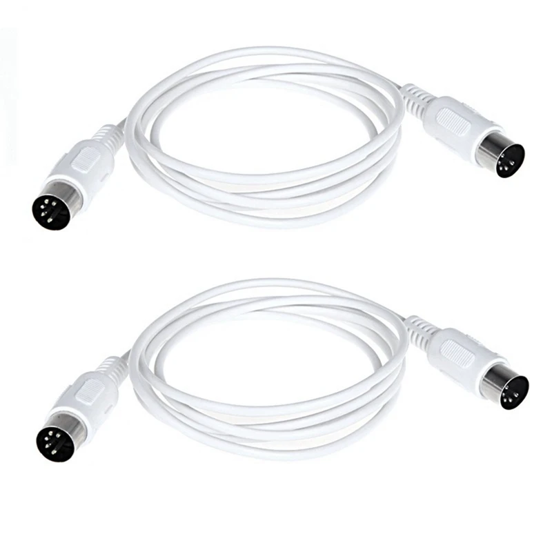 2Pcs MIDI Extension Cable 5 Pin Male To 5 Pin Male Electric Piano Keyboard Instrument PC Cable, 1.5M