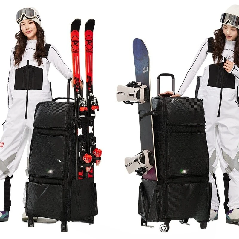 

Universal wheel ski trolley case can be inserted into the snowboard and double board