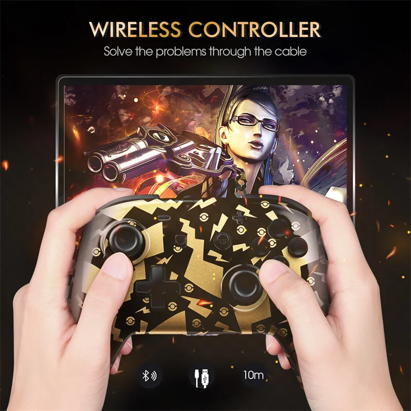 

LinYuvo Wireless Pro Controller Features Dual Motors With Body Sensing 6axis Body Sensing/Turbo/Wake-up/Applicable For NS Switch