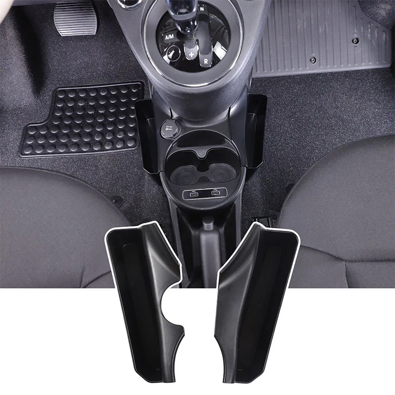 

cheya ABS Black Car Central Cup Holder Side Storage Box for Fiat 500 2016+ Interior Accessories 2 Pcs