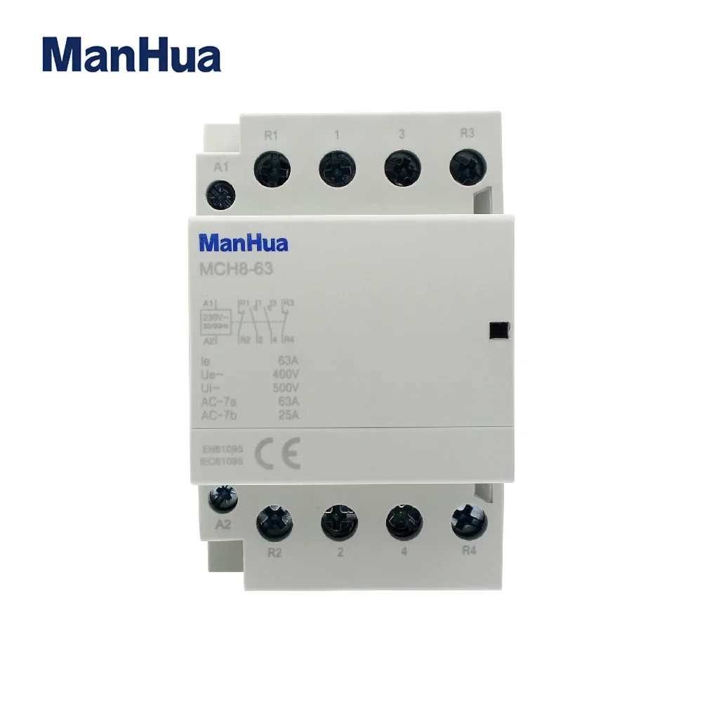 ManHua MCH8-63 4P 63A 220V 50/60HZ Din Rail Household AC Modular Contactor