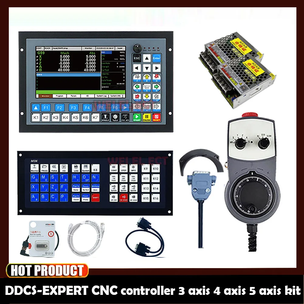 

Hot! Ddcs-expert Cnc Controller-kit Upgrade 3/4/5 Axis G Code To Replace Ddcsv3.1/mach3+extended Keyboard/mpg/75w24vdc