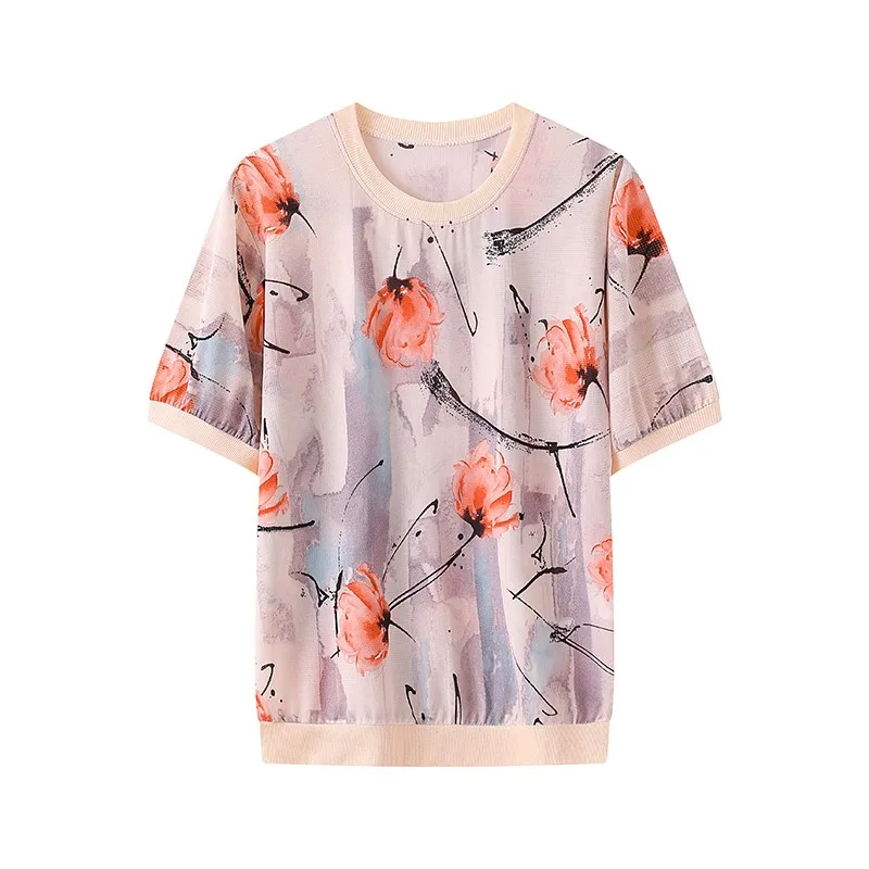 Vintage Printing Tops Tees Summer New O-Neck Short sleeved  Loose All-match T Shirts Casual Fashion Women Clothing