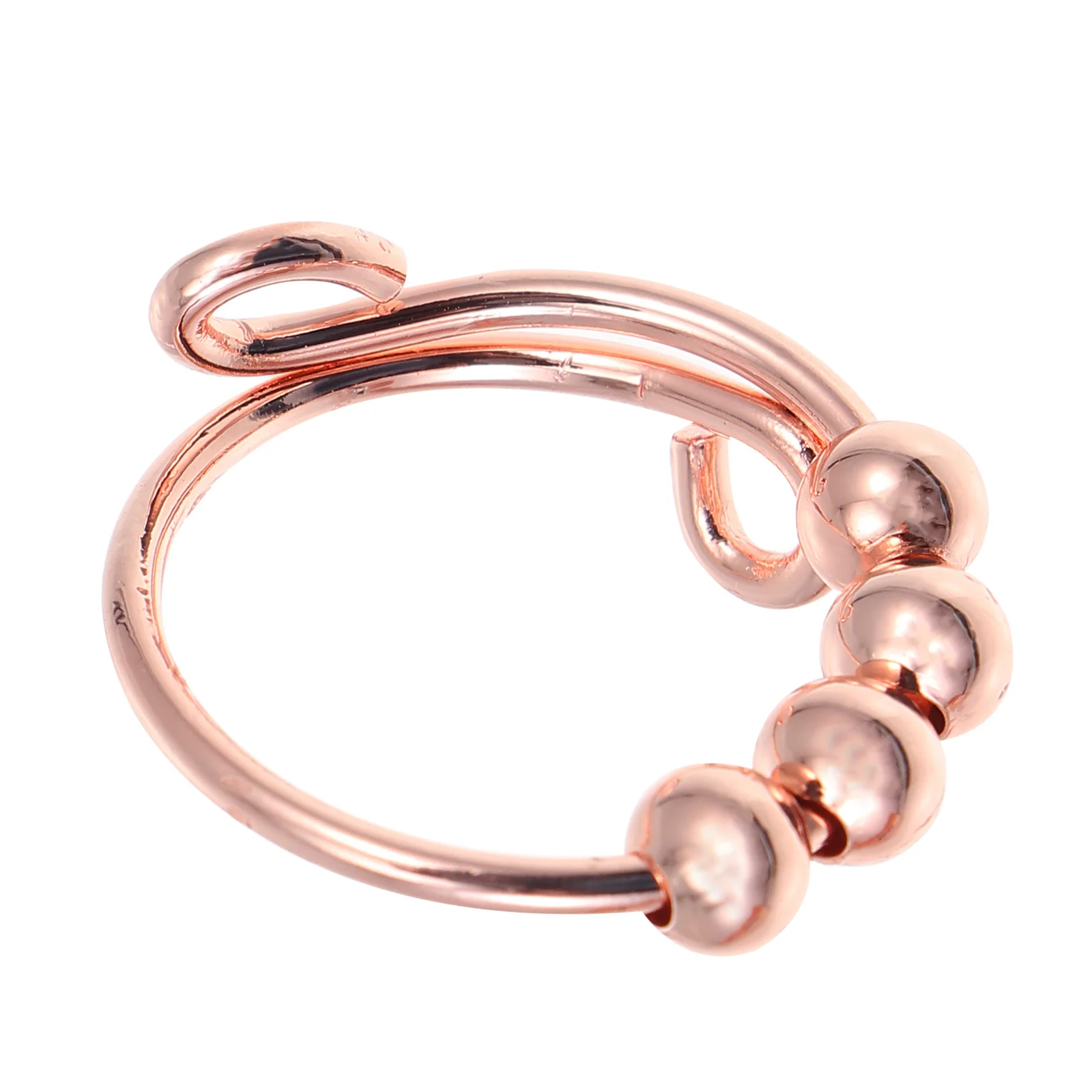 1 шт., медное регулируемое кольцо для снятия стресса, тонкое мастерство, вращающаяся бусина, ручное ювелирное изделие, подарок для нее, кольцо, декор