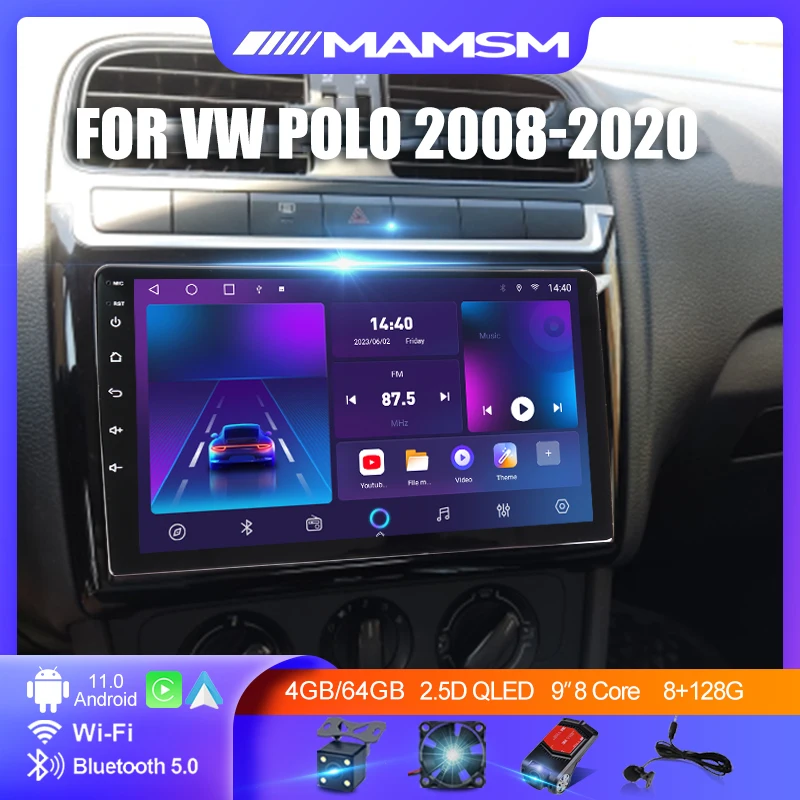 2 Din Android 12 Car Radio For Volkswagen VW polo 5 Sedan 2008 - 2020 Multimedia Player Carplay Stereo GPS DVD Head Unit 4G Wifi