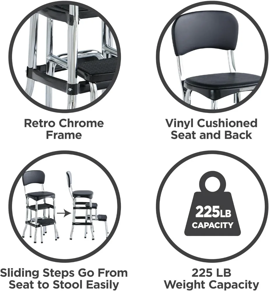 Cosco Preto Step Stool, Cadeira Contadora, Retro, 11120CBB1E