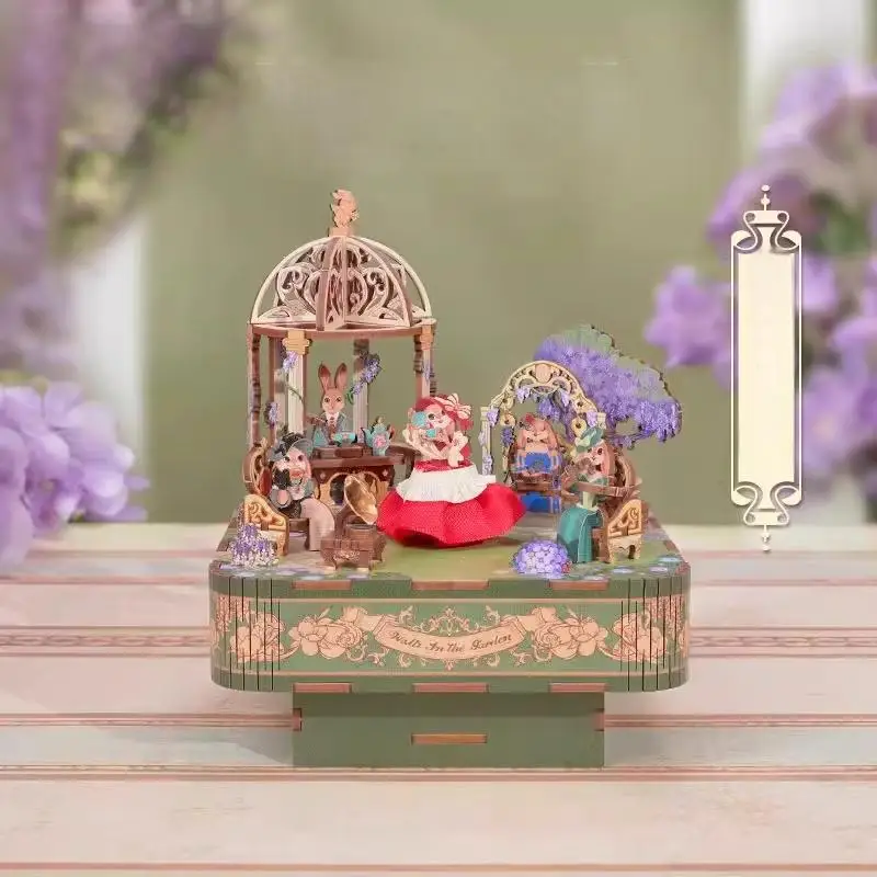 Magisch kasteel sprookje muziekdoos houten bouwsteen montage muziekdoos DIY handgemaakte meisje creatief verjaardagscadeau