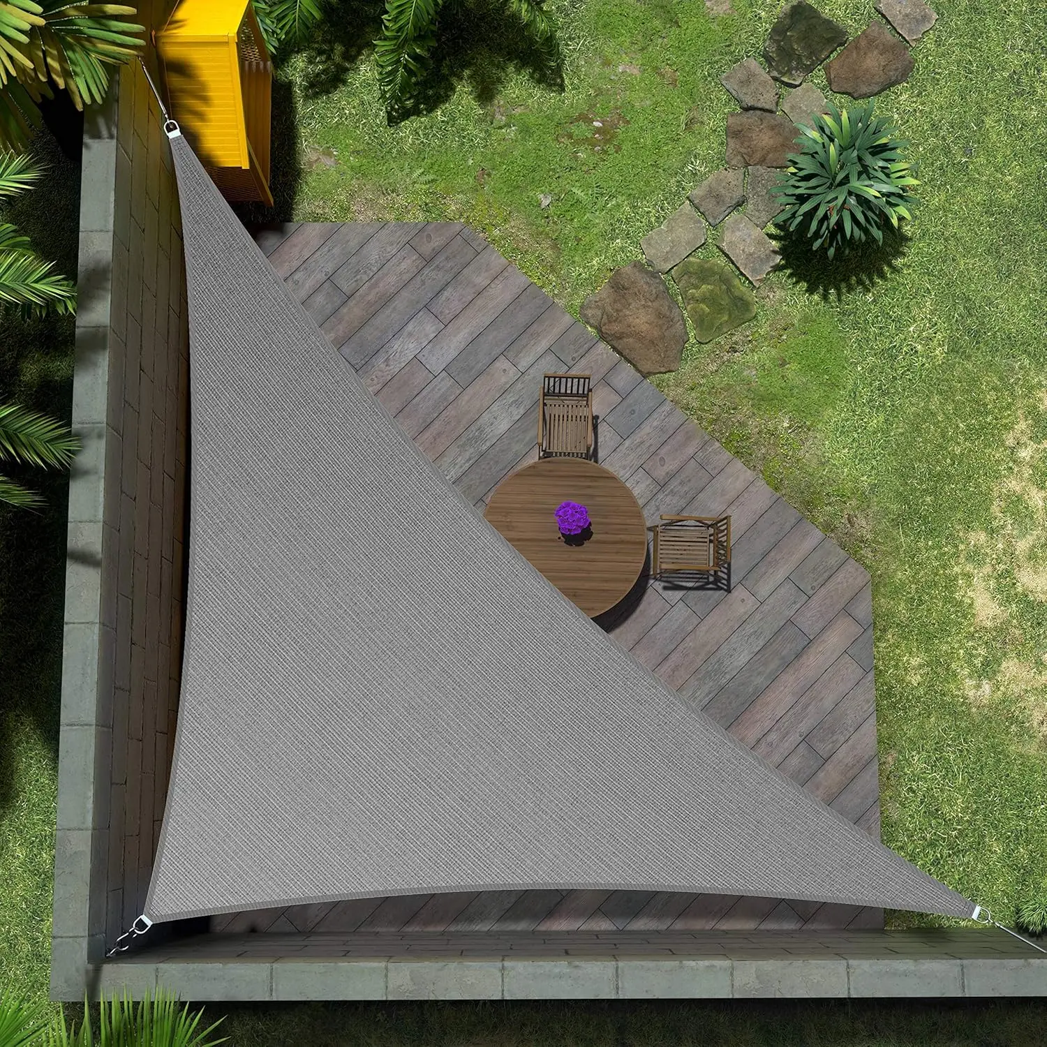 

Custom Size 9' x 16' x 18.4' Grey Triangle Sun Shade Sail UPF50+, 95% UV Block, Water & Air Permeable, Commercial Grade
