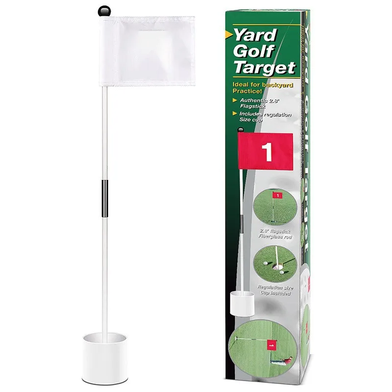 Golf Flagpole Hole Cup Holder,4‑Inch White Plastic Golf Cup,87CM Flagpole with Red/Blue/White Flag, Golf Course Accessory