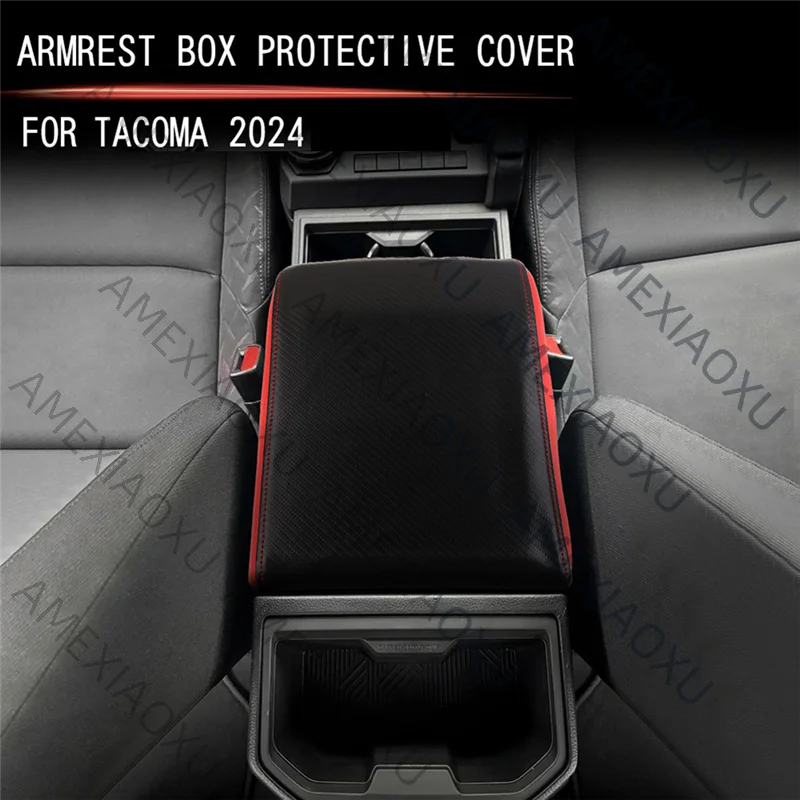 

AMEXIAOXU Car Center Console Armrest Box Covers For Toyota TACOMA 2024 Storage Box Leather Protective Cover Replacement Accesso