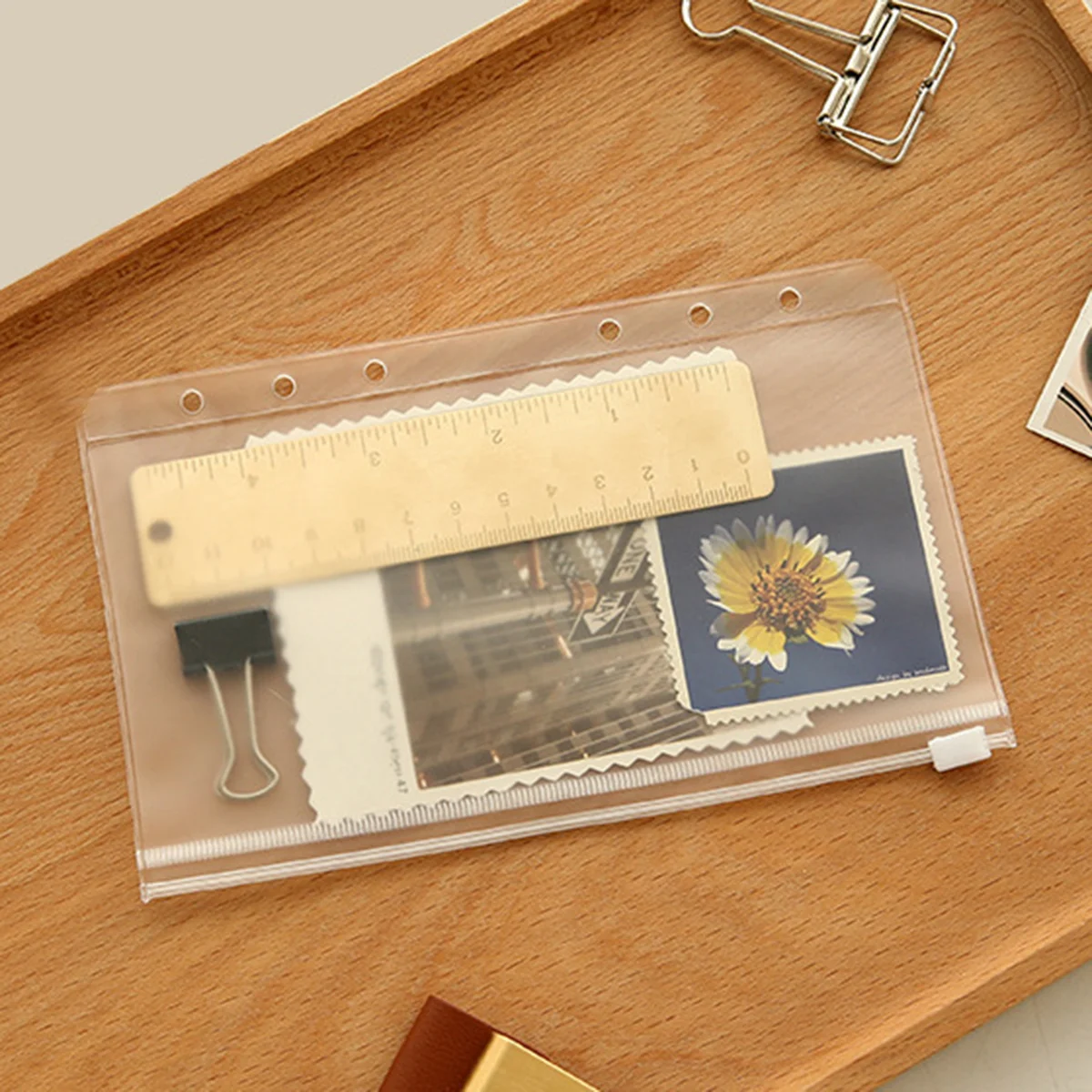 30 PCS Clear Cash Envelopes Document Bags with Zipper Travel Transparent File Binder Clips