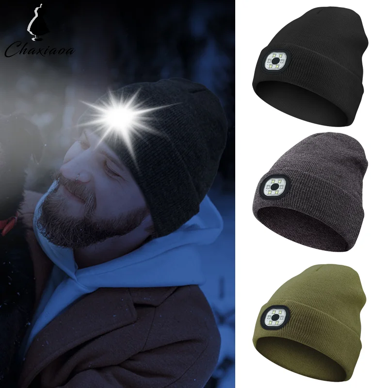 Led Lighting Knitted Cap, Beanie with Light for Unisex, LED Hat with Flashlight, Rechargeable Detachable and Washable