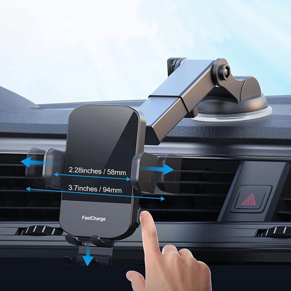 Geeignet fürBeliebte kabellose Ladehalterung für Autos, 15 W, Schnelllade-Auto-Handyhalterung, intelligente Induktion, dreiachsige Li