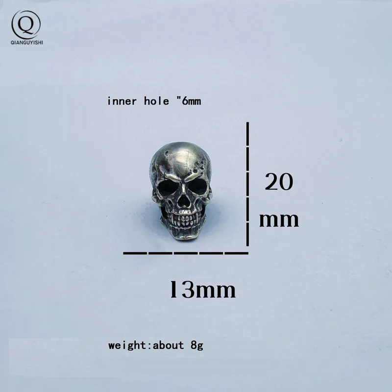 Spike Skull Head Brass Knife Bead Punk EDC Outdoor DIY Paracord Woven Lanyard Pendants Retro Umbrella Rope Bracelets Accessories