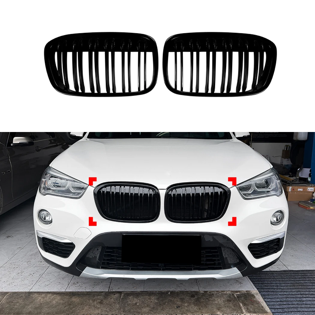Vorderer Nierengrill Ersatz-Doppelgrill für BMW X1 F48 F49 2015 2016 2017 2018 2019 Frontgrill Racing-Grills