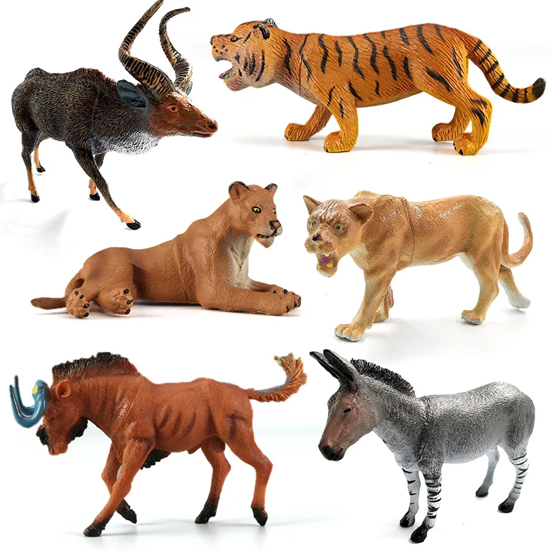 Simulation Tiger Lion Leopard Antelope Deer Lioness Zebra Donkey Animal Model Figurine Home Decor Decoration Accessories Modern