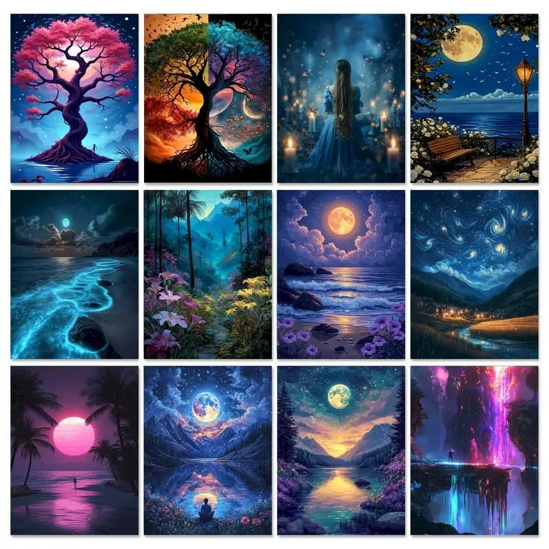 

GATYZTORY DIY Frame Painting By Number Landscape Kits For Adults Handpainted Pictures By Number Home Decoration Gift