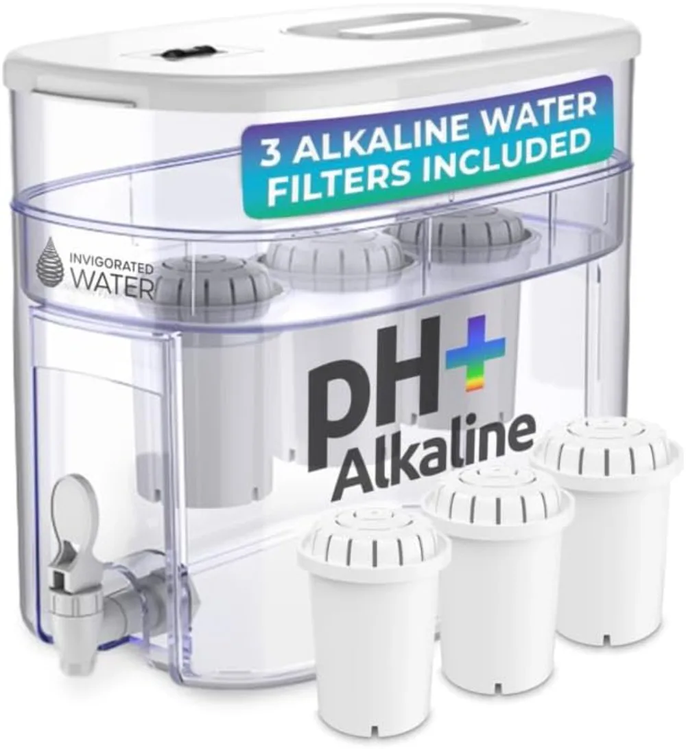 Alkaline Countertop Water Filter Dispenser, Large 52-Cup Capacity, Mineralized Alkaline Water, BPA-Free, 96 Gallons/Filter