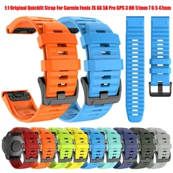 Original Silicone Strap for Garmin Fenix 7X 7 Pro Solar/6X 6 Sapphire 5 5X Plus 3 HR/Epix/Tactix QuickFit Replacement Watchbands