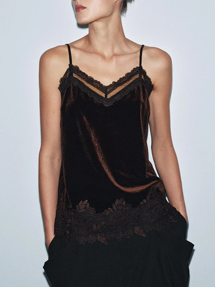 2025年冬新作 レディース ファッション スリム レース ベルベット 下着 スリップトップ エスニック ステージ衣装 Tシャツ 大きいサイズ女性向け