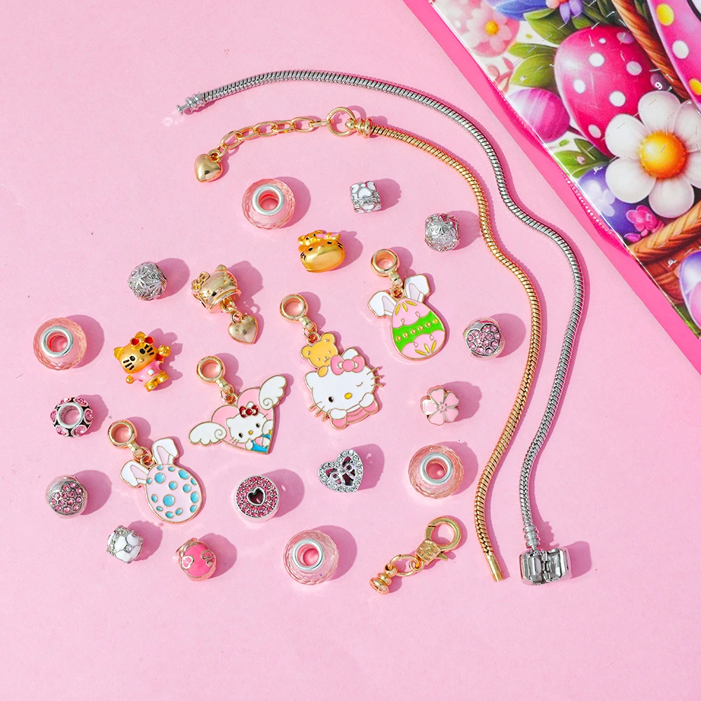 패션 산리오 헬로키티 참 피규어 달콤하고 귀여운 블라인드 박스 어드벤트 서프라이즈 DIY 펜던트 애니메이션 액세서리 장난감 친구 선물