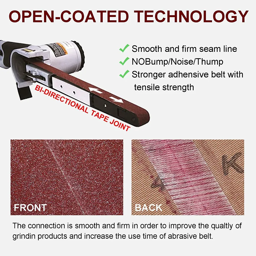 【STABLE QUALITY】Sanding Belt 24 Pack 1/2 x 18 Inch Aluminum Oxide Air File Sander Belt Assortment,Belt Sander Tool for Woodworki