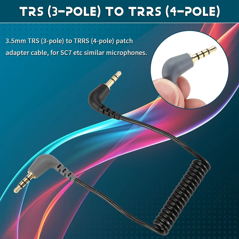 Najwyżej regulowany kabel mikrofonowy TRS do TRRS Wymienny przewód spiralny do Rode SC7