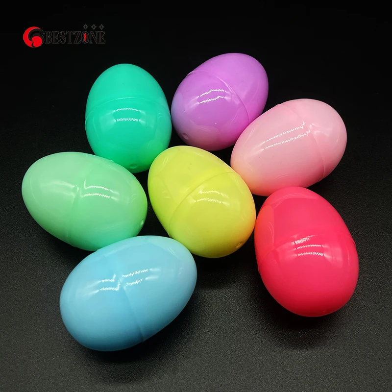 New Color Macaroon 12Pcs 42*60mm 1.6*2.3Inch Plastic Easter Eggs Decoration Empty Toy Capsules Eggshell Surprise Ball Gift Party