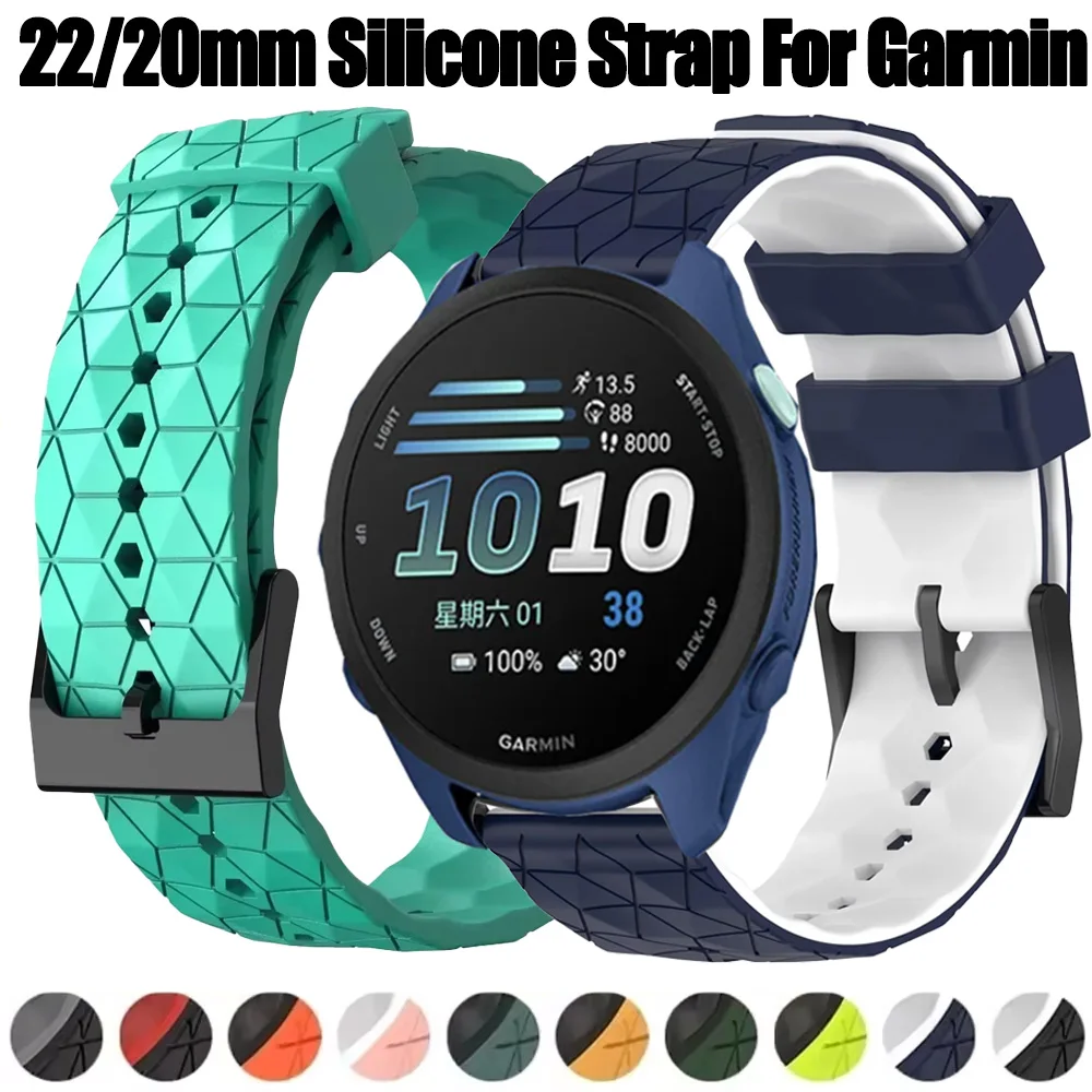 22/20mm Silicone Strap For Garmin Forerunner 170 70 970 965 265 55 165 570 42/47mm Wristband For Garmin Active 6 5 Approach S50