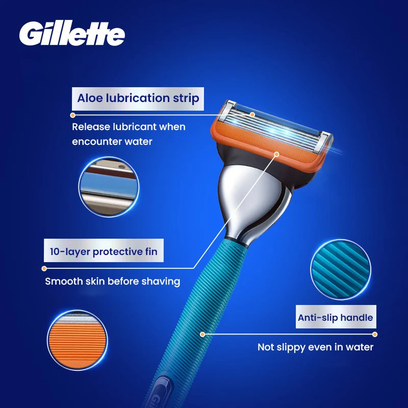 Gillette Fusion 5 razor set Comfortable lubrication system Men's shaver Place the base  Gillette Fusion 5 Blue Series razor Set
