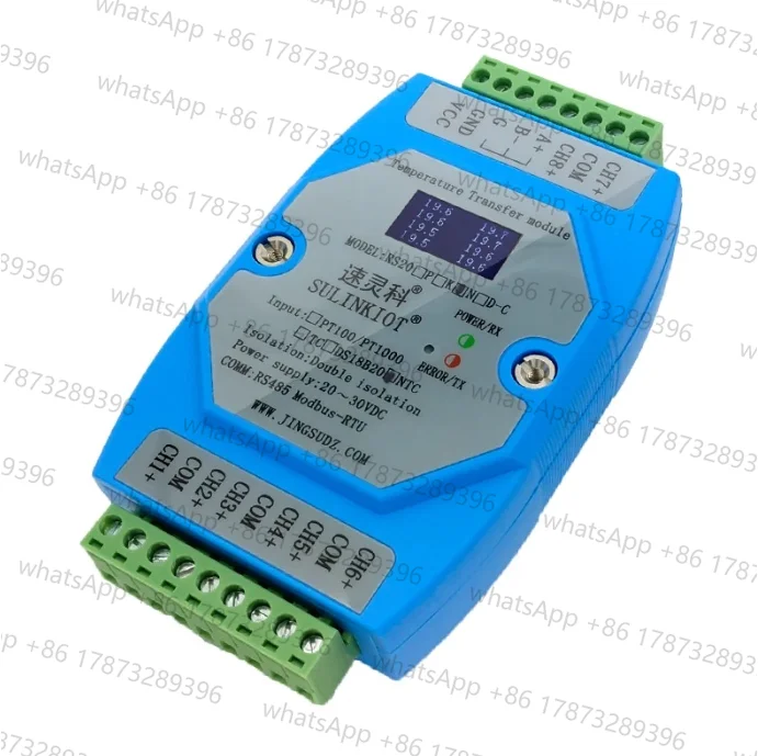 8 Channels NTC 10K Temperature Acquisition Module RS485 Modbus RTU DAQ, LCD Display Optional