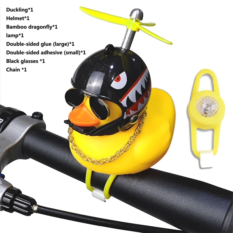 Bicycle Yellow Duck Cartoon Little Yellow Ducks Helmet Head Light Shining Duck Bicycle Bells Handlebar Bicycle Accessories image 5