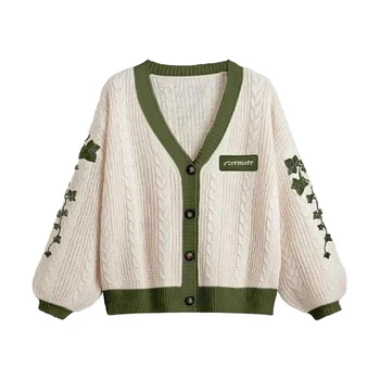 Evermore Cardigan Taylor Versione Green Vine ricamato con bottoni e bottoni maglione lavorato a maglia da donna autunno inverno abito vintage