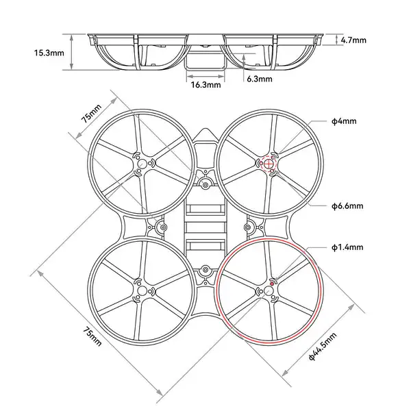 BETAFPV Meteor75 Air 75 mm / Meteor65 Air 65 mm bürstenloser BWhoop-Rahmen, ultraleichter Micro-Luft-Baldachin-Anzug für Meteor75 FPV RC-Drohne – Detail 2