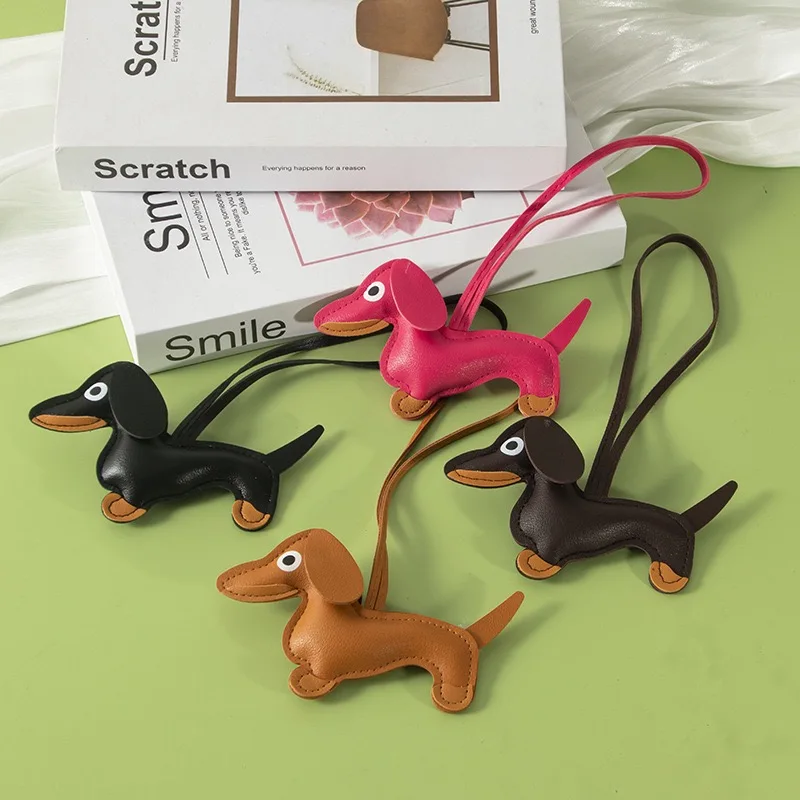 Bag Charm Cartoon Sausage Dog Leather Pendant For Goyard Lv Longchamp Handbag Bag Diy Ornaments  Accessory