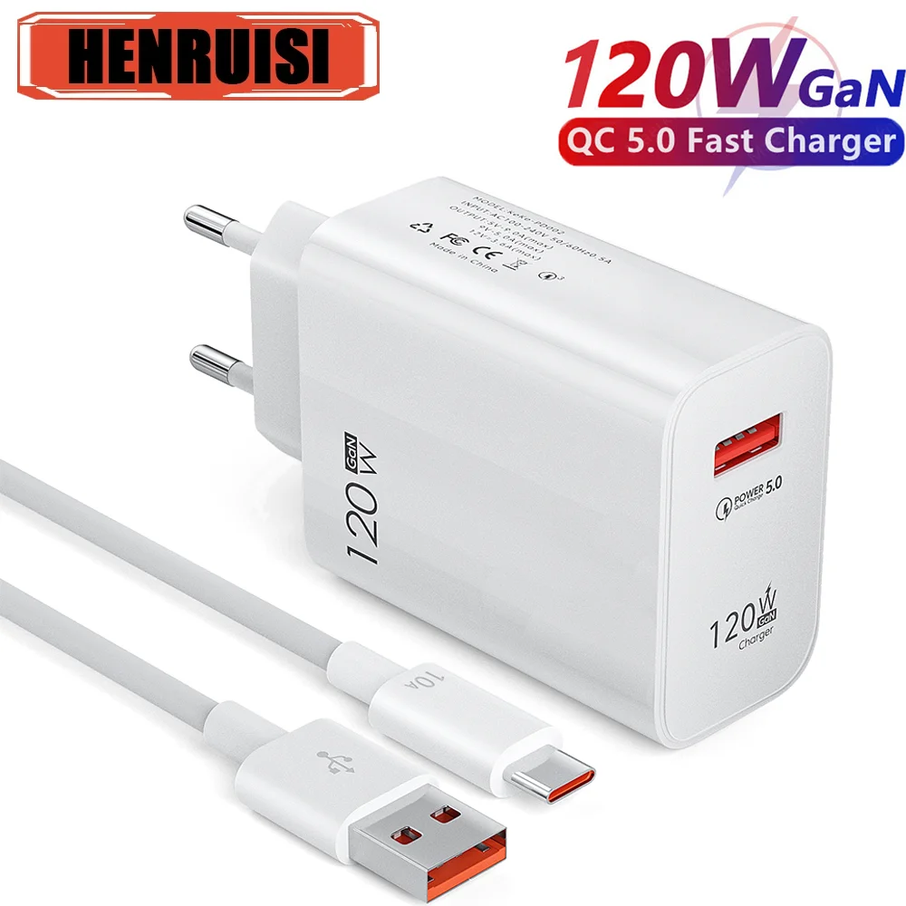 Ładowarka 120W GaN USB szybko ładująca się ładowarka do telefonu komórkowego typu C do telefonu iPhone Samsung Xiaomi szybka ładowarka ścienna 3.0